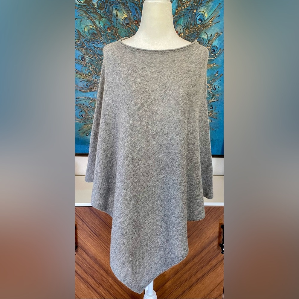 NWOT RACHEL ZOE 100% Cashmere Poncho | One Size | Medium Gray